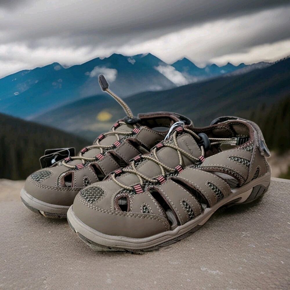Eddie Bauer Blakely Womens 7M Brown Leather Closed Toe Sport Hiking Sandals NWT